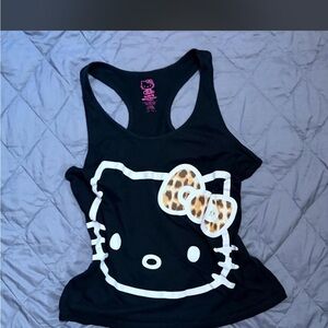 Hello Kitty Black Tank with Leopard Bow Accent